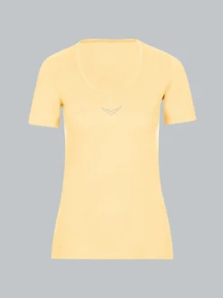 T-Shirt mit Kristallsteinen Vanille