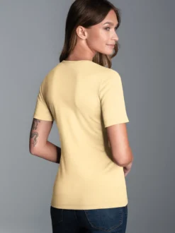 T-Shirt mit Kristallsteinen Vanille