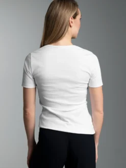 T-Shirt mit Kristallsteinen Weiss