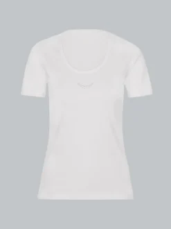 T-Shirt mit Kristallsteinen Weiss