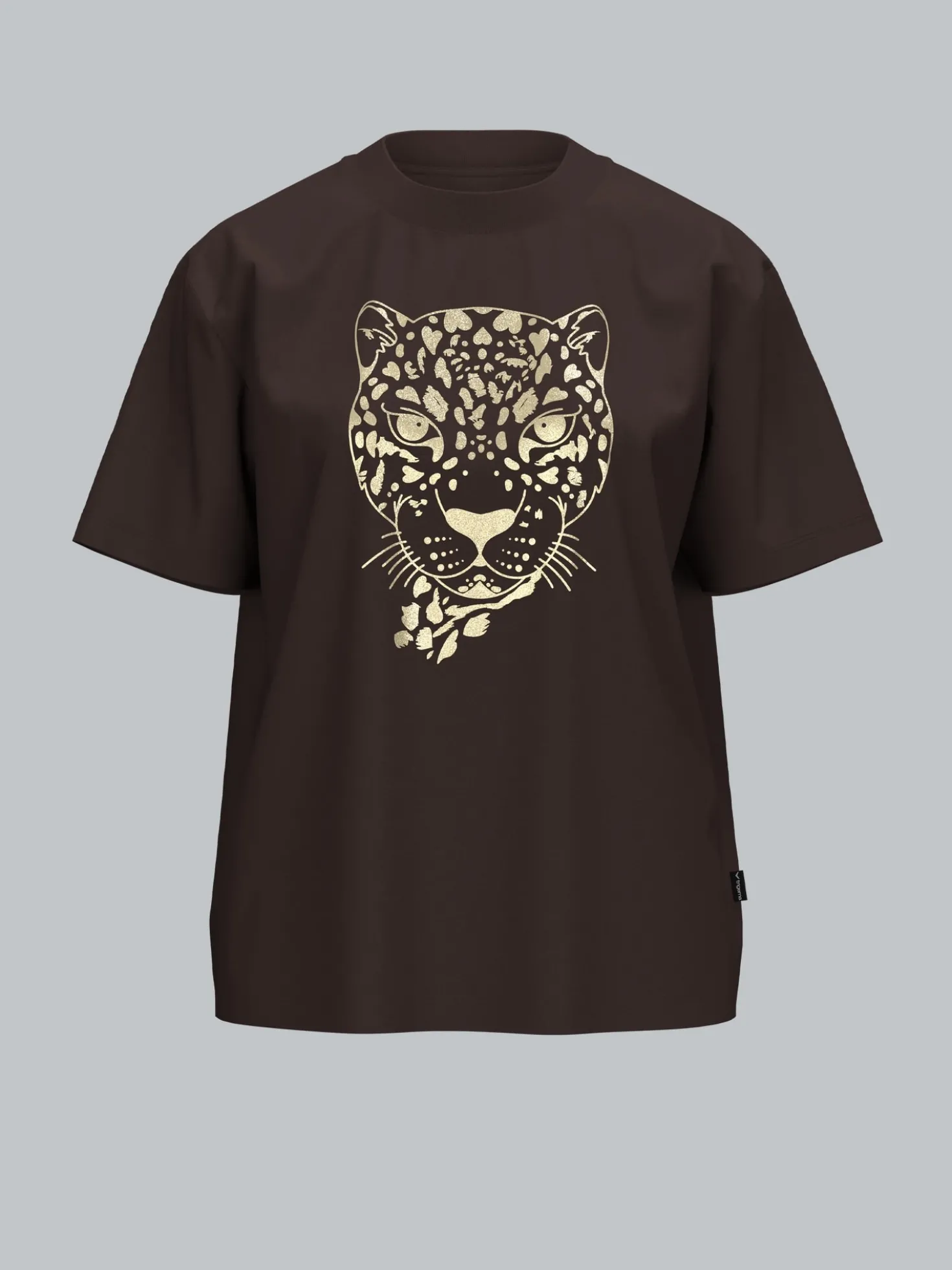T-Shirt mit Leopoarden Print in Goldoptik Mocca