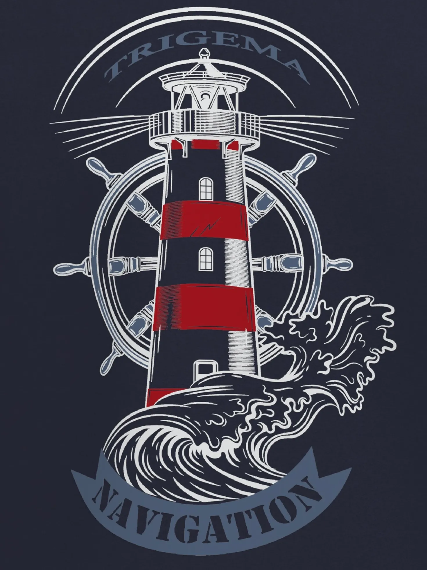 T-Shirt mit Leuchtturm Motiv Navy