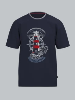T-Shirt mit Leuchtturm Motiv Navy