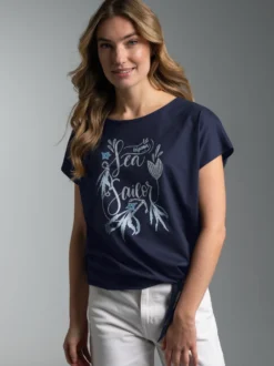 T-Shirt mit Maritimem Motiv Navy