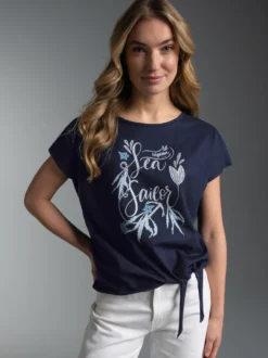T-Shirt mit Maritimem Motiv Navy