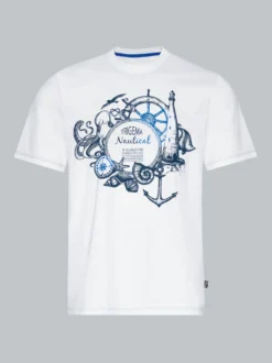 T-Shirt mit maritimem Printmotiv Weiss