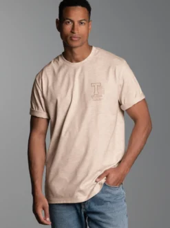 T-Shirt mit modischem Printmotiv Sand-melange