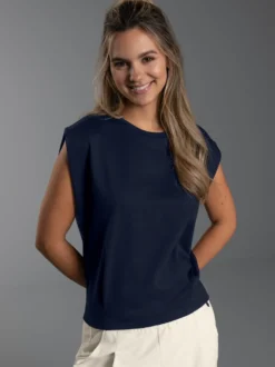 T-Shirt mit modischen Falten Navy