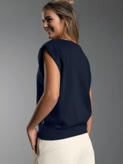 T-Shirt mit modischen Falten Navy