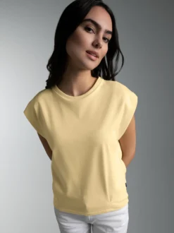 T-Shirt mit modischen Falten Vanille