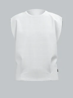 T-Shirt mit modischen Falten Weiss