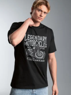 T-Shirt mit Motorrad Print Legendary Schwarz