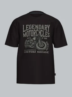 T-Shirt mit Motorrad Print Legendary Schwarz