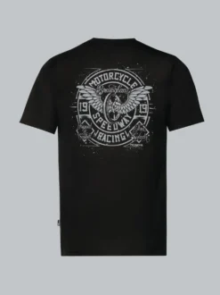 T-Shirt mit Motorrad-Printmotiven Schwarz