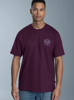 T-Shirt mit Motorrad-Printmotiven Aubergine