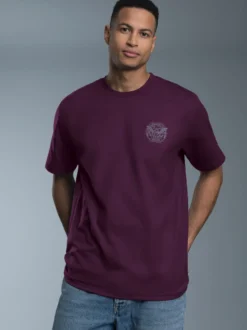 T-Shirt mit Motorrad-Printmotiven Aubergine