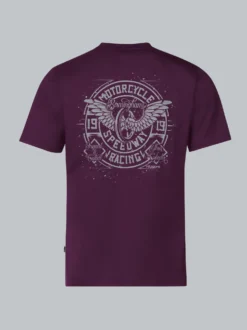 T-Shirt mit Motorrad-Printmotiven Aubergine