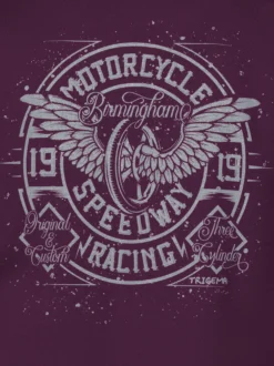 T-Shirt mit Motorrad-Printmotiven Aubergine