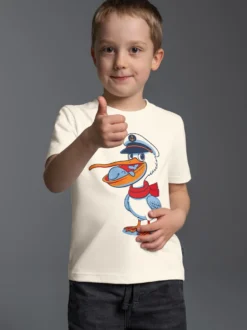 T-Shirt mit Pelikan Print Natur