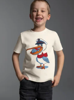 T-Shirt mit Pelikan Print Natur