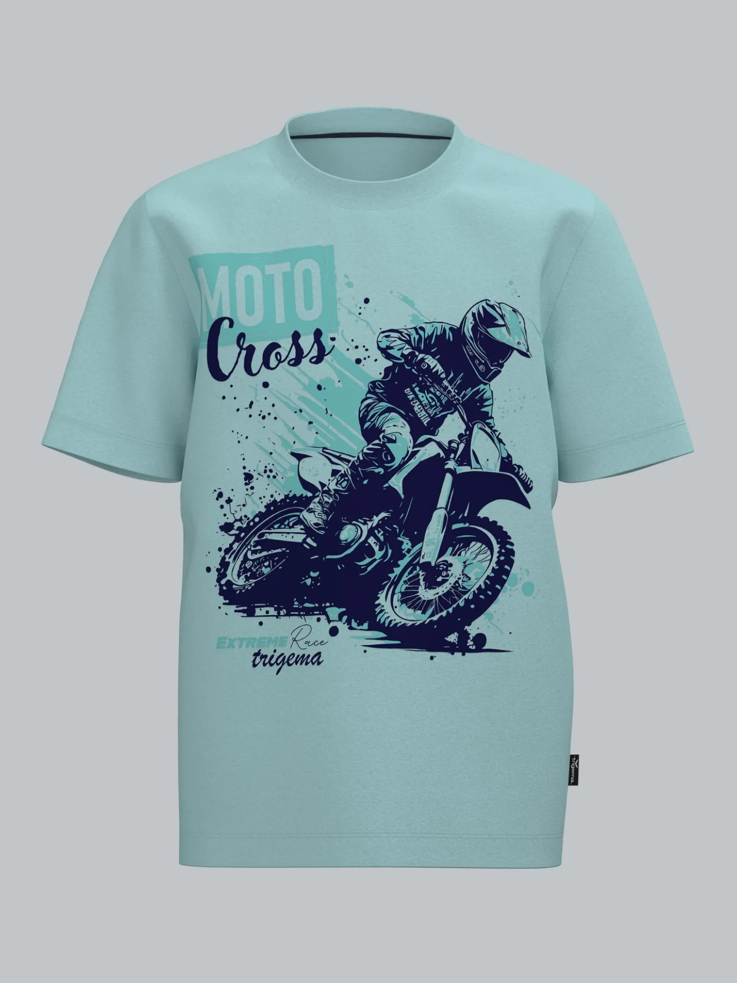 T-Shirt mit Printmotiv "Moto Cross" Gletscher