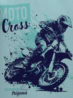 T-Shirt mit Printmotiv "Moto Cross" Gletscher