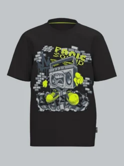 T-Shirt mit Printmotiv "Music-Box" Schwarz