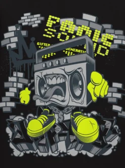 T-Shirt mit Printmotiv "Music-Box" Schwarz