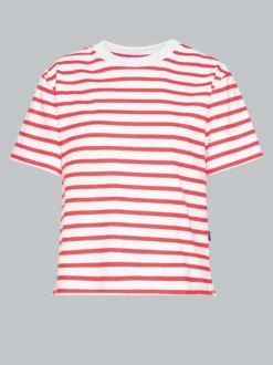 T-Shirt mit Ringelmuster aus 100% Baumwolle Koralle