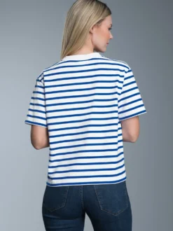 T-Shirt mit Ringelmuster aus 100% Baumwolle Royal