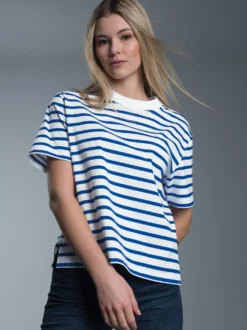T-Shirt mit Ringelmuster aus 100% Baumwolle Royal