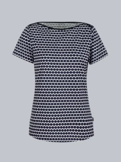 T-Shirt mit schickem Pünktchen-Muster Navy