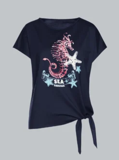 T-Shirt mit Seepferdchen-Printmotiv Navy