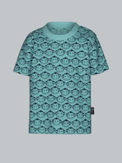 T-Shirt mit süßem Allover-Affen-Print Gletscher