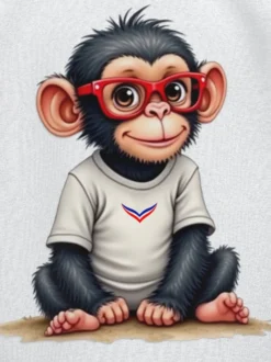 T-Shirt mit süßem "Baby Affe Junge" Print Weiss