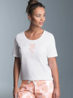 T-Shirt mit süßem Herzchen-Printmotiv Weiss