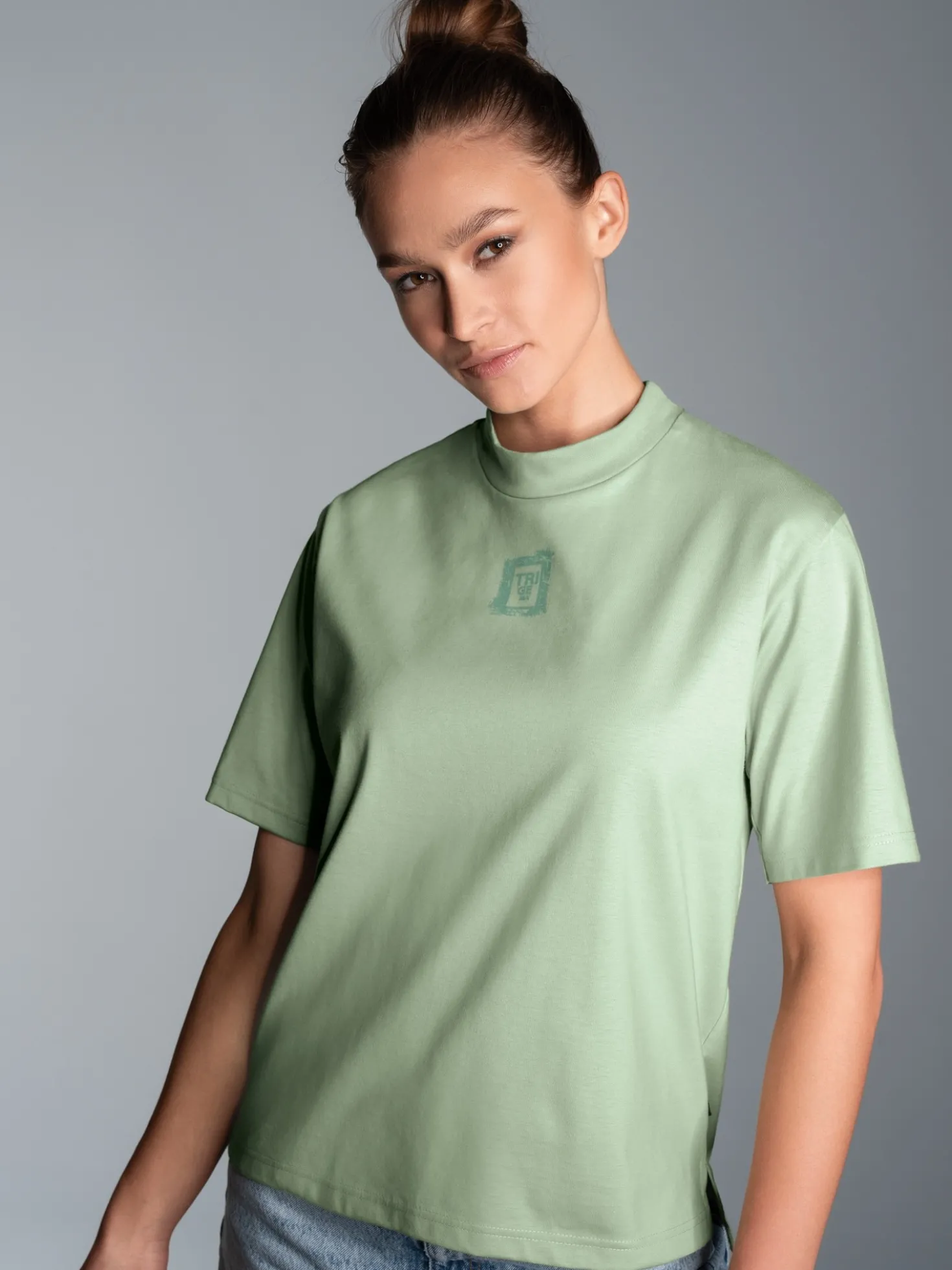 T-Shirt mit Stehkragen Green tea