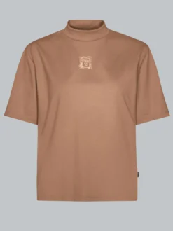 T-Shirt mit Stehkragen Haselnuss