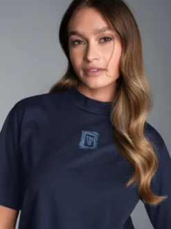 T-Shirt mit Stehkragen Navy