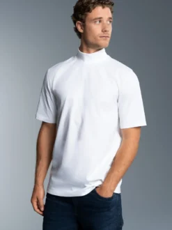 T-Shirt mit Stehkragen Weiss