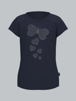 T-Shirt mit Strass Motiv "Schmetterling" Navy