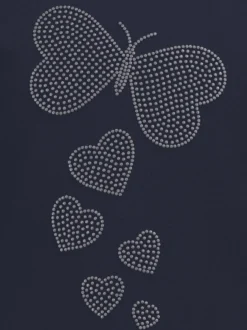 T-Shirt mit Strass Motiv "Schmetterling" Navy