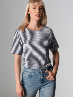 T-Shirt mit Streifenmuster Navy