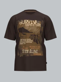 T-Shirt mit Survival Motiv Mocca