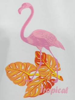 T-Shirt mit "Tropical" Print Weiss
