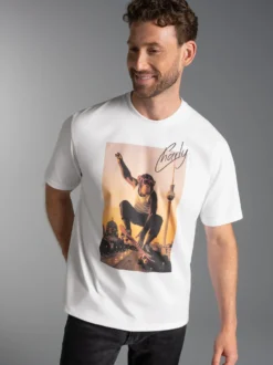 T-Shirt trigema Affe Charly Skateboard Weiss