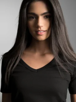 V-Shirt aus Baumwolle/Elastan Schwarz