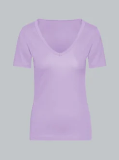 V-Shirt aus Baumwolle/Elastan Flieder