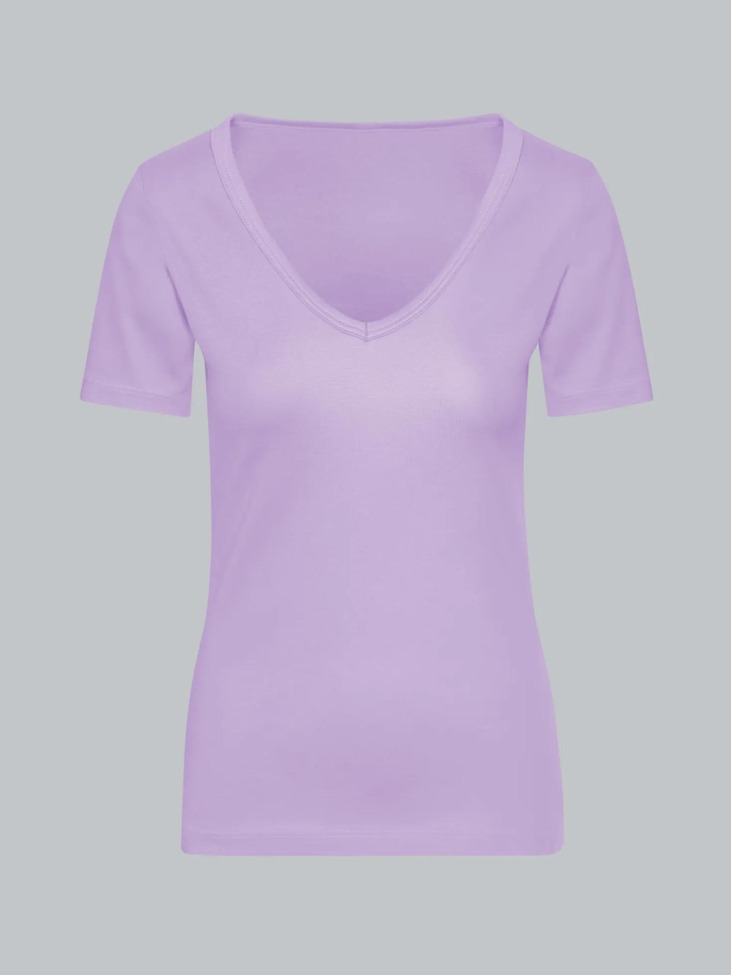 V-Shirt aus Baumwolle/Elastan Flieder
