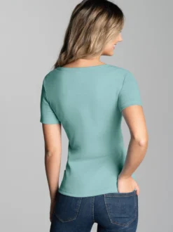 V-Shirt aus Baumwolle/Elastan Gletscher